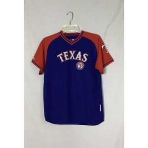 Texas‎ Rangers Jersey Youth X-Large Blue Red Spell Out Texas Front And Back
